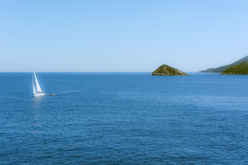 sailboat on the sea, off the Isle of Elbe