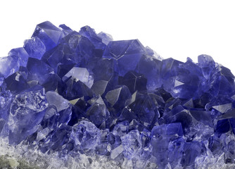 isolated dark sapphire crystals group macro