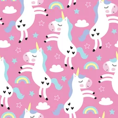 Printed kitchen splashbacks Unicorn seamless cute unicorn pattern vector illustration