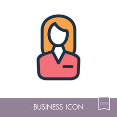 User icon of woman outline icon. Business sign