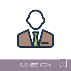 User icon of man in business suit outline icon