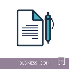 Contract Document With Pencil outline icon