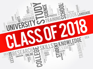 CLASS OF 2018 word cloud collage, education concept background
