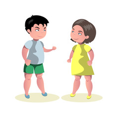 Little boy and girl illustration