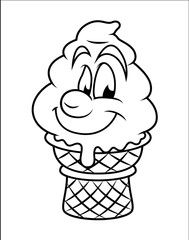 Drawing Art of Smiling Cartoon Ice Cream