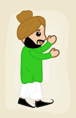 Cheerful Cartoon Sardar Character