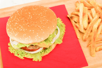 hamburger on top view