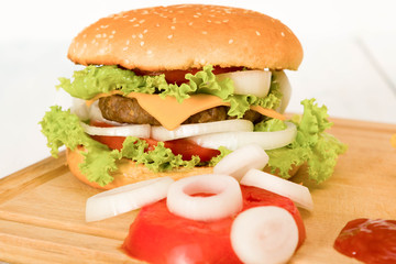 hamburger on top view