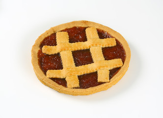 strawberry jam tart with lattice