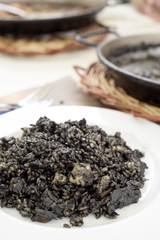 spanish arroz negro or black paella