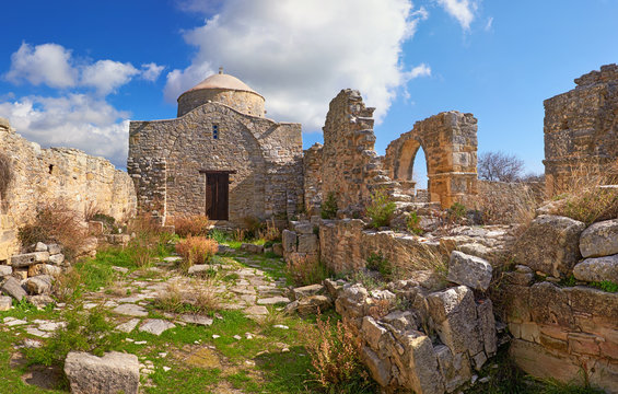 Ruined monastery Of Timios Stavros In Anogyra Village in Cypros