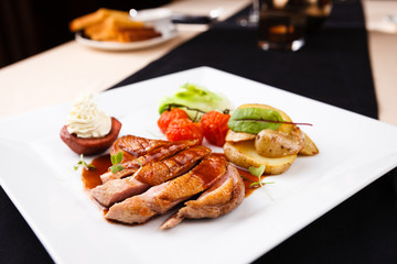 Roasted duck with pear