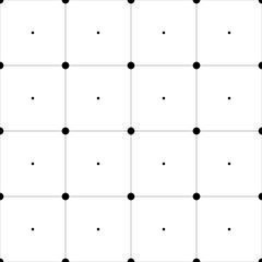 Abstract seamless pattern background. Regular linear grid of solid lines with dots in the cross points. Vector illustration.