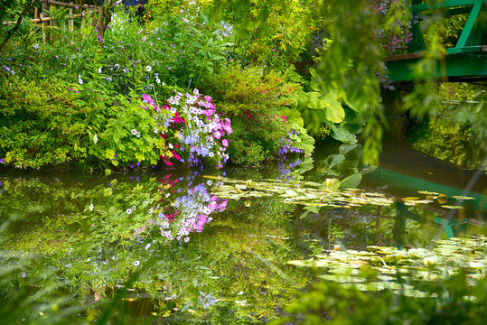Beautiful Claude Monet's Garden of Giverny, lilies pond