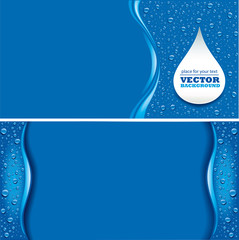 water drops on blue background with place for text