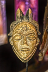 African traditional wood face mask