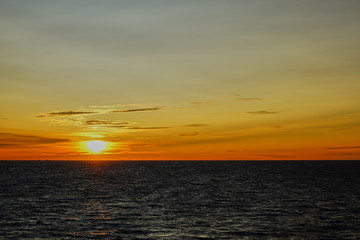 Beautiful sunset at the baltic sea view from ship