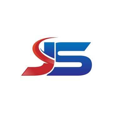 modern vector initial letters logo swoosh js red blue