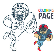 coloring page with rugby football player cartoon