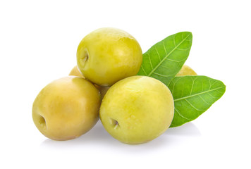 green olives on a white background
