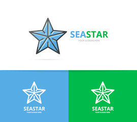 Vector of starfish logo. Unique star and seafood logotype design template.