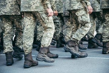 Military boots army walk the parade ground