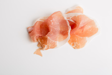close up of spanish sliced ham