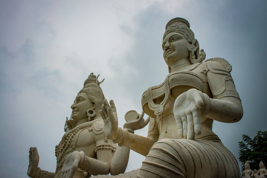 Visakhapatnam India: Shiva Parvathi statues on Kailasagiri hill in Andhra Pradesh state India