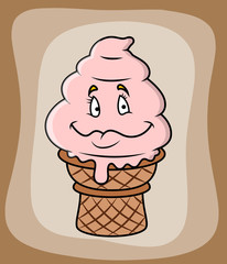 Smiling Cartoon Ice Cream Vector Illustration