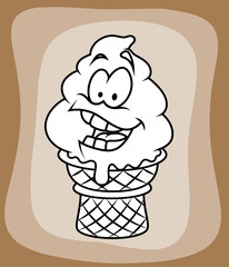 Happy Cartoon Ice Cream Vector Drawing