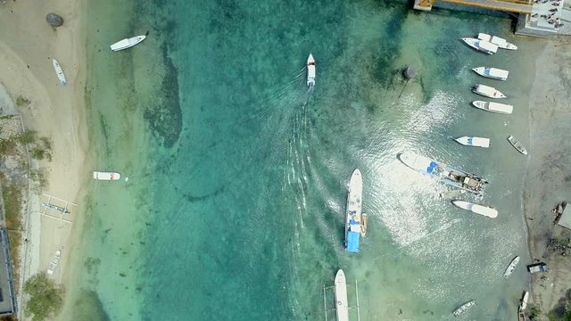 Bird's Eye View of the Yellow Bridge Connecting the Islands of Nusa Ceningan and Lembongan in Bali