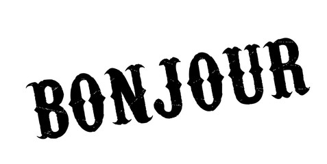 Bonjour rubber stamp. Grunge design with dust scratches. Effects can be easily removed for a clean, crisp look. Color is easily changed. © lkeskinen