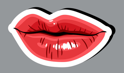 Sensual female lips, . Sticker, Template