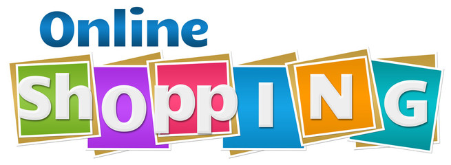 Online Shopping Colorful Squares Text 