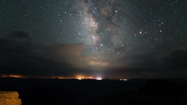 Grand Canyon North Rim Milky Way Time Lapse and Thunder Storm Clouds