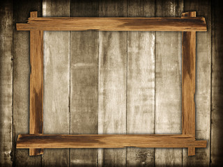 Picture frames made of plank wood on wooden background