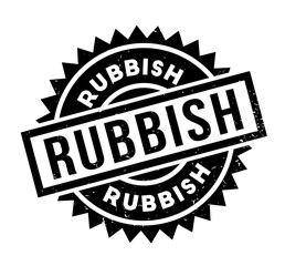 Rubbish rubber stamp. Grunge design with dust scratches. Effects can be easily removed for a clean, crisp look. Color is easily changed.