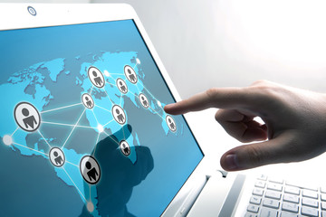 human fingers on the Tablet PC