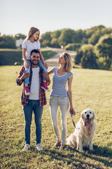 Happy family with dog