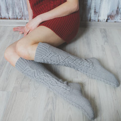 Cozy winter evening , warm woolen socks