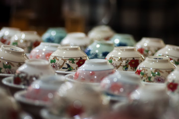 empty cups for a tea ceremony