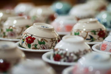 empty cups for a tea ceremony