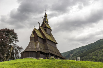 Fototapeta na wymiar famous stave church in Vik