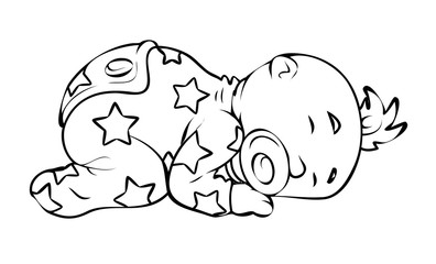 Sleeping Baby Drawing Vector