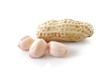 peanuts close up isolated on white background .
