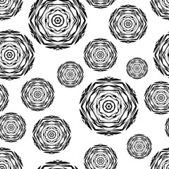 Black and white seamless background with abstract geometric pattern. Lace background. Textile rapport.