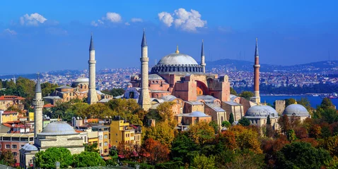 Foto op Plexiglas Hagia Sophia basiliek in de stad Istanbul, Turkije © Boris Stroujko