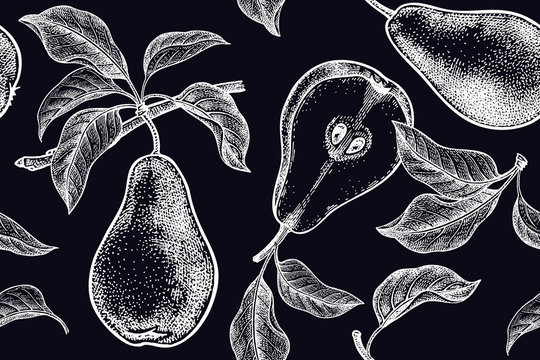 Seamless background with pears.
