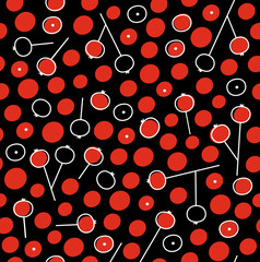 Seamless pattern with rowan berries. Decorative floral swatch on black background. Autumn mood
