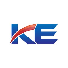 modern vector initial letters logo swoosh ke red blue